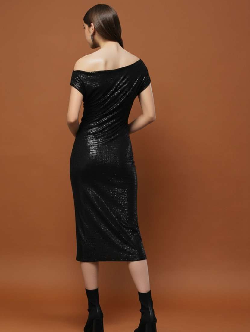 women black polyester single shoulder bodycon mini dress - 22453525 -  Standard Image - 2