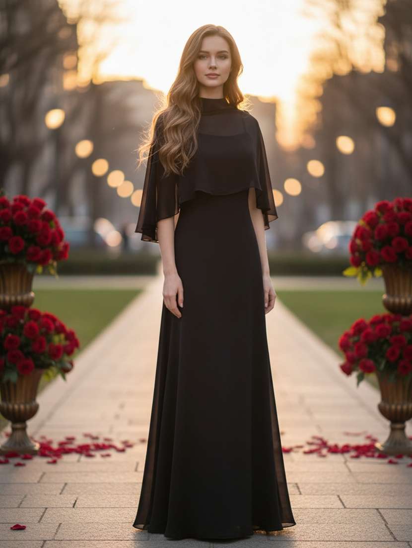 women black silk blend fit & flare dress - 22453545 -  Standard Image - 2