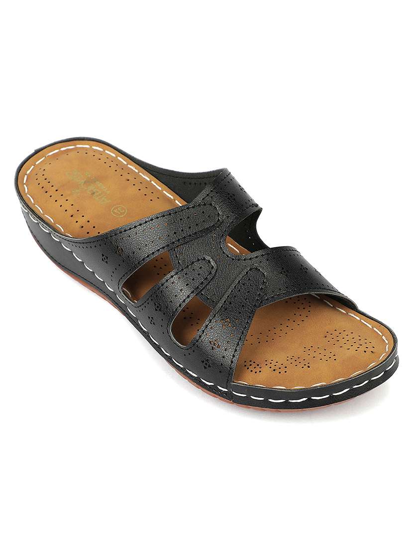 women black slip on wedge