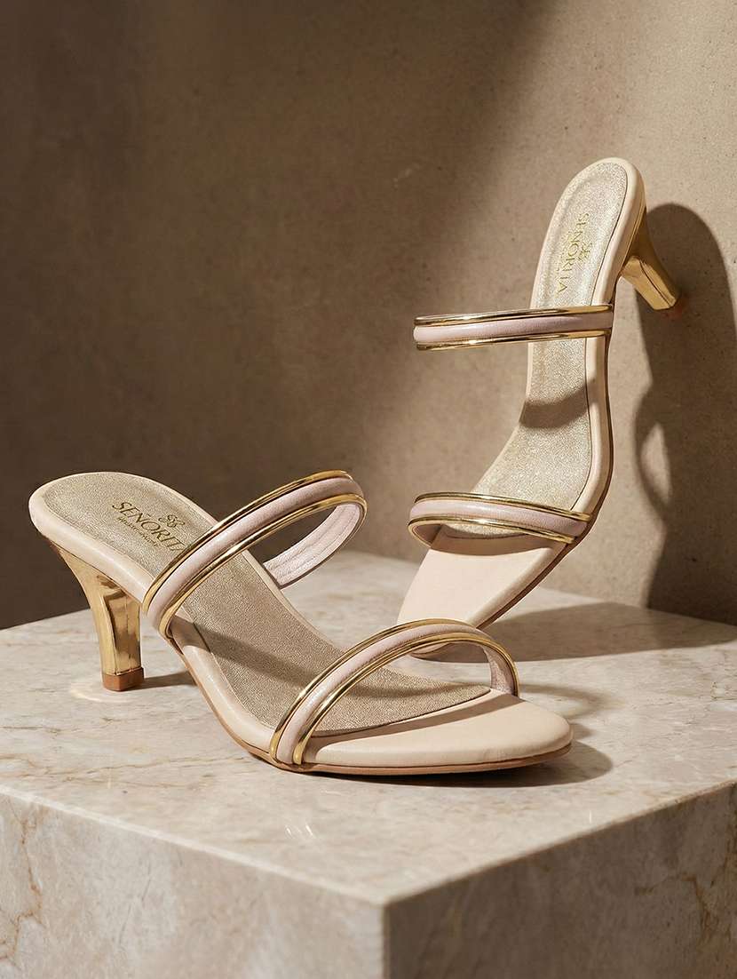 women cream slip on sandal