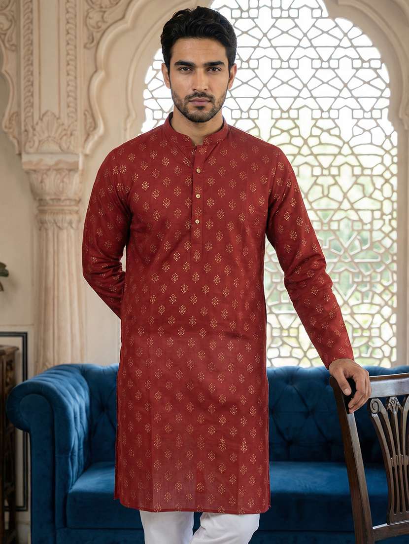 maroon cotton long  kurta