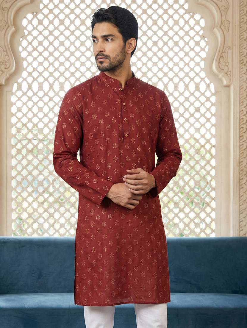 maroon cotton long  kurta - 22453635 -  Standard Image - 2