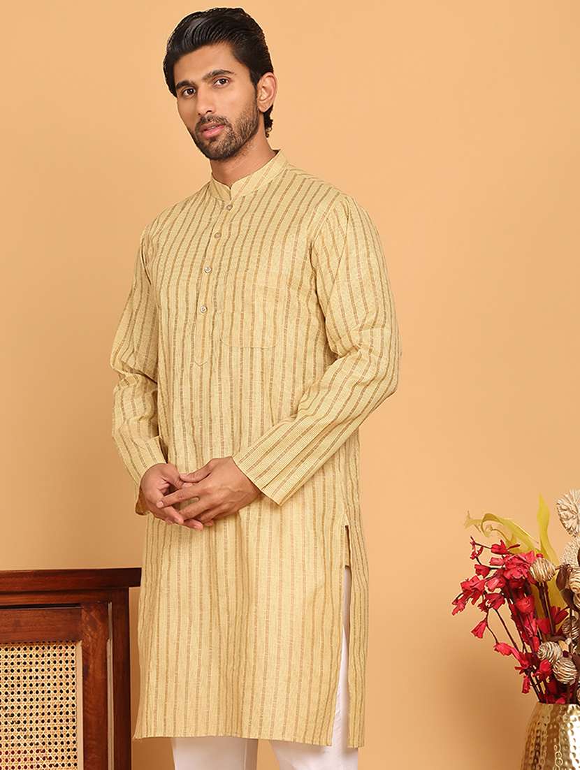 men striped mandarin neck long kurta - 22453653 -  Standard Image - 2