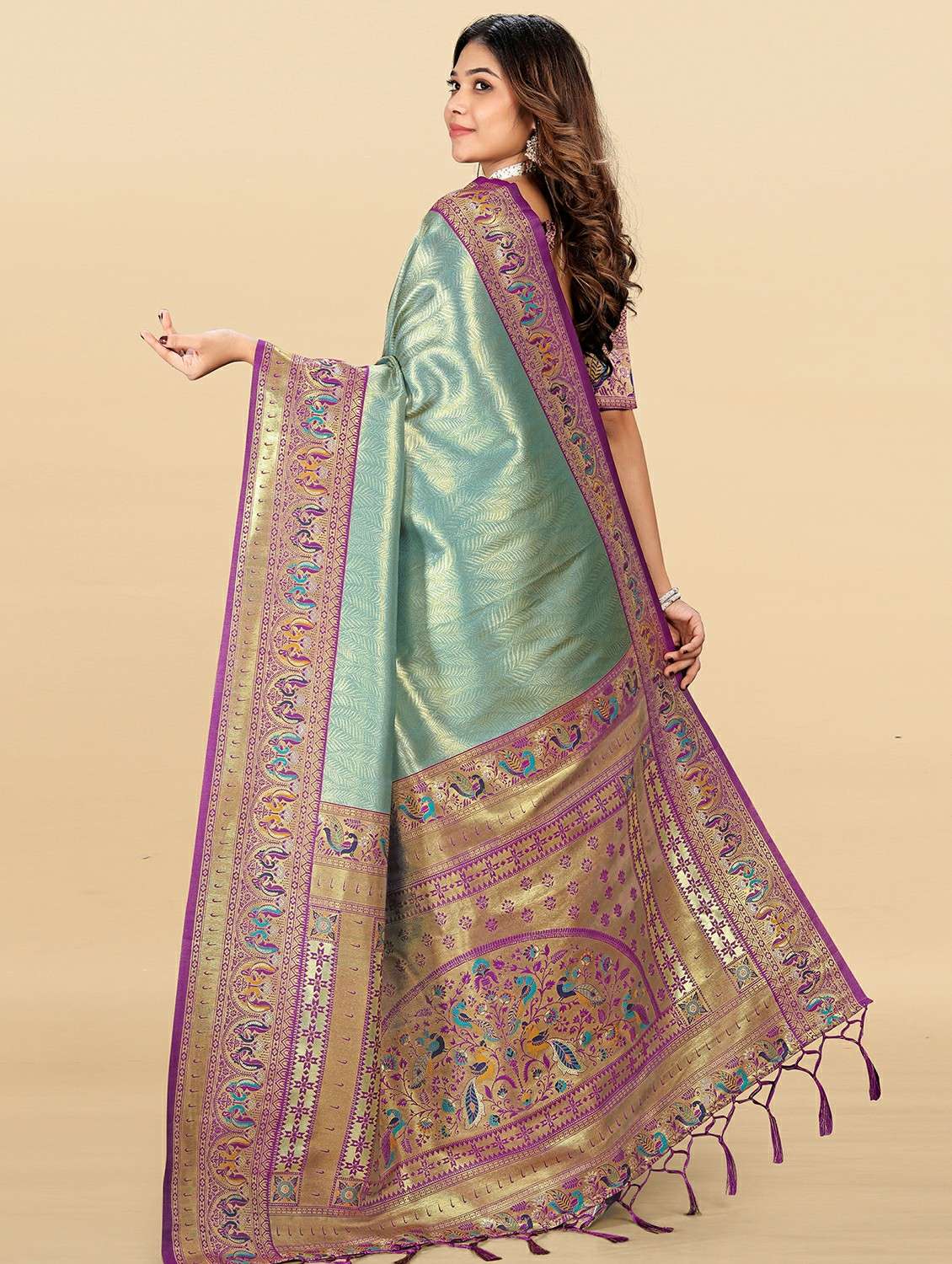 women self design kanjivaram saree with blouse - 22453662 -  Standard Image - 2