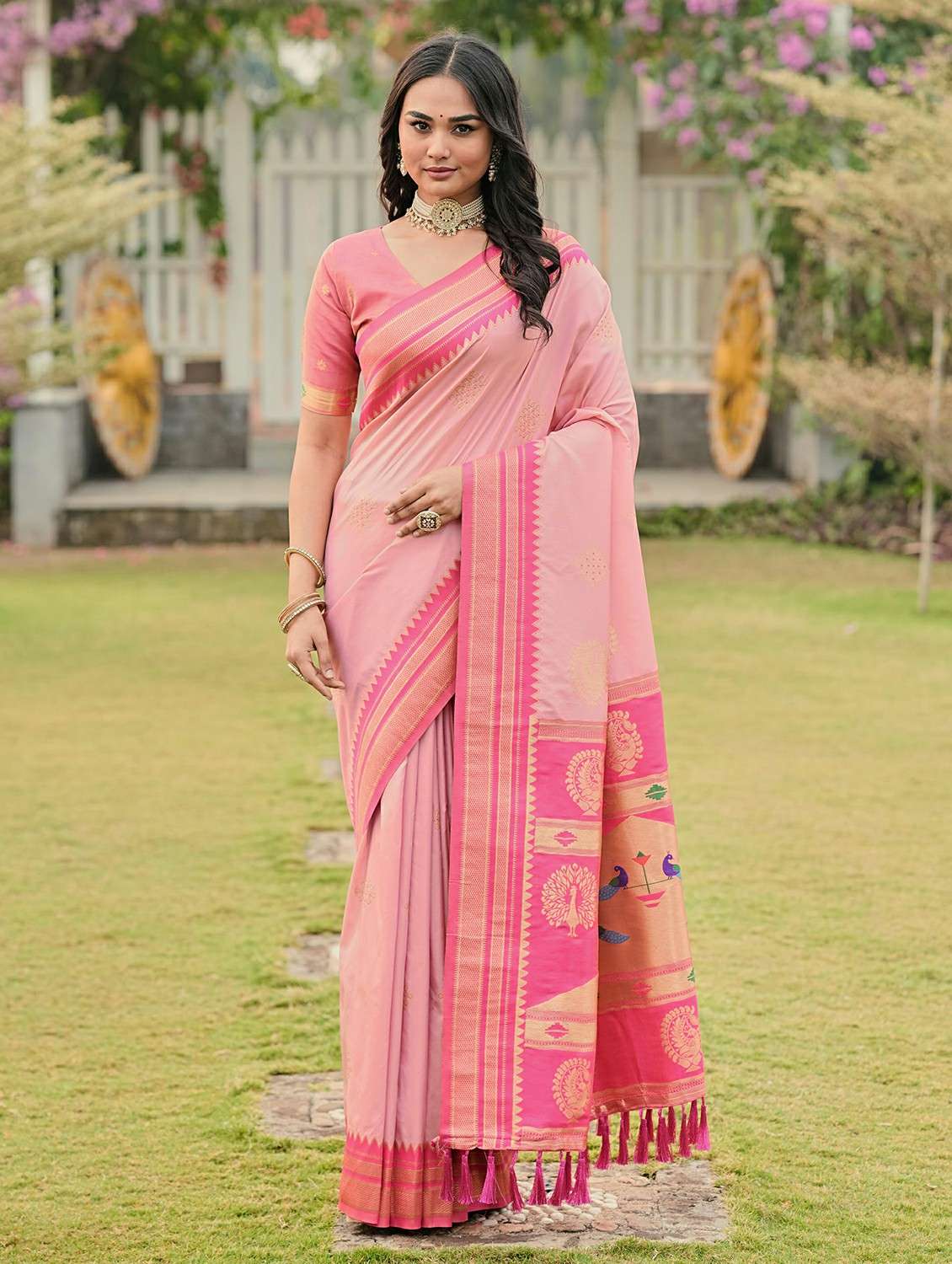 women self design paithani saree with blouse