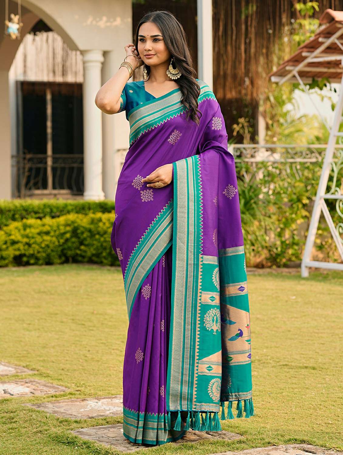 women self design paithani saree with blouse