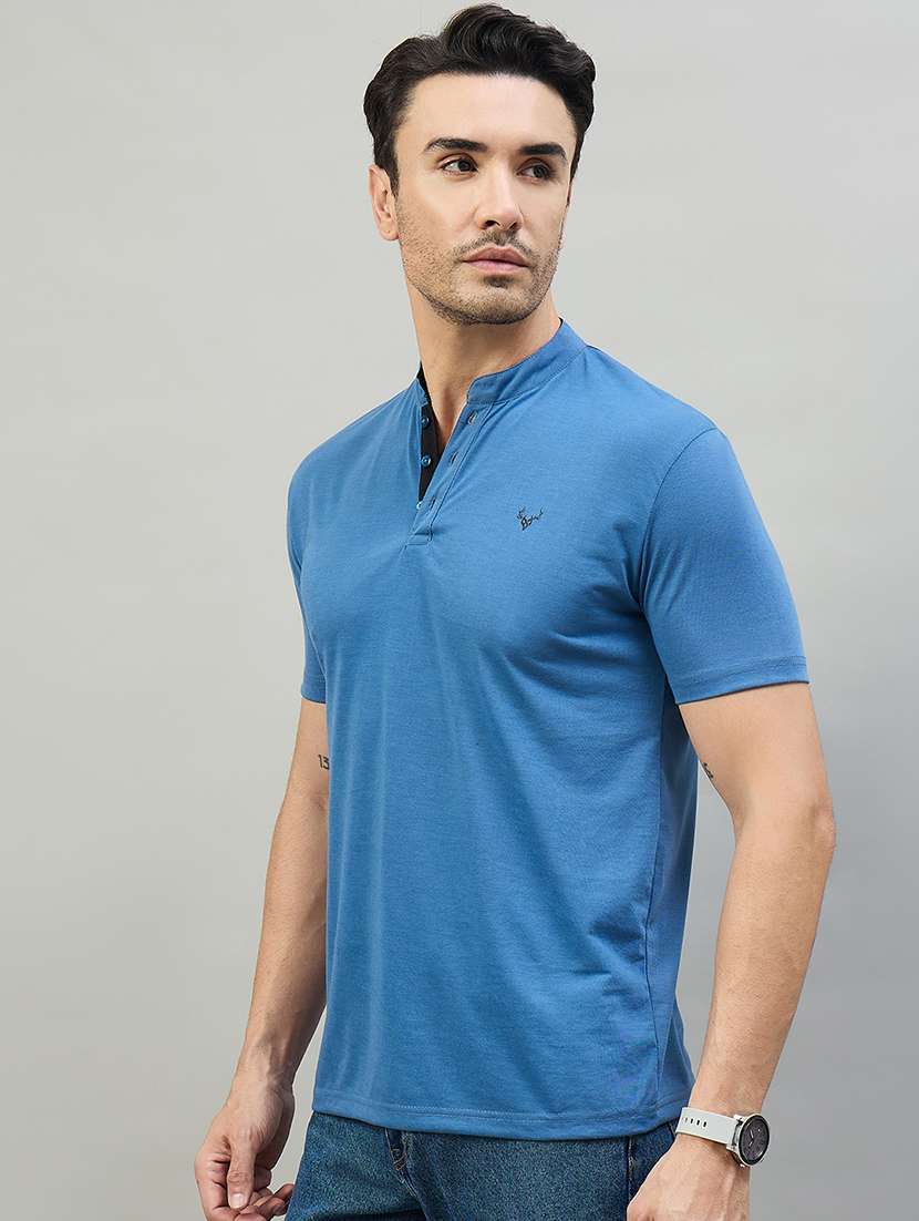 mens blue cotton blend plain t-shirt - 22453793 -  Standard Image - 2