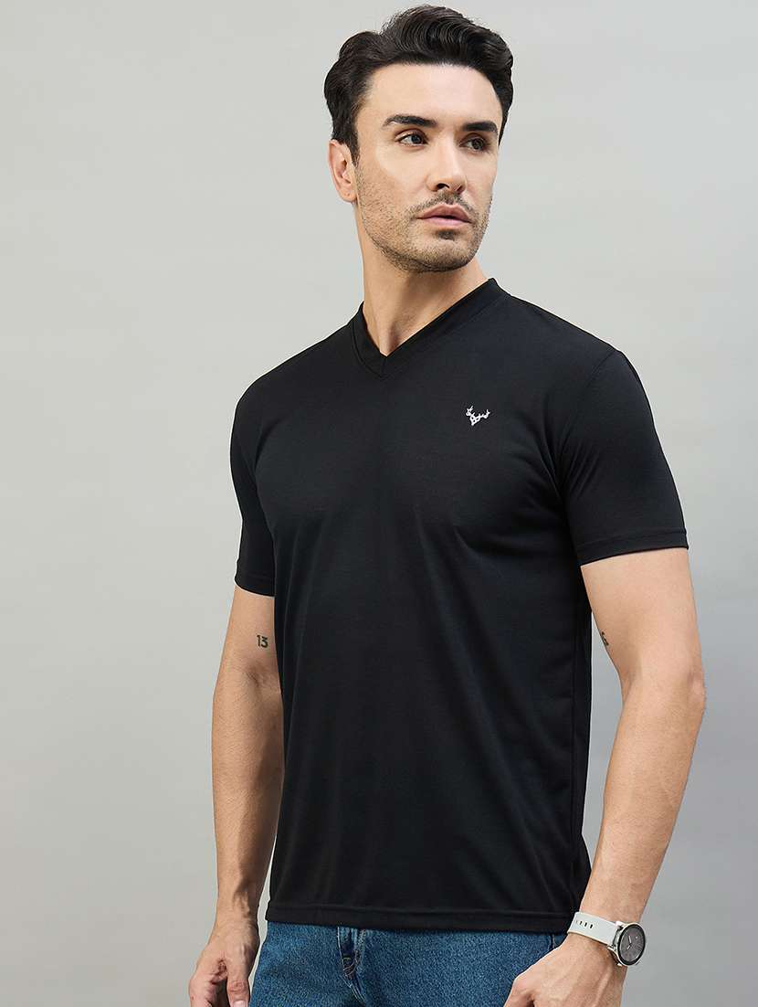 men black cotton blend plain t-shirt - 22453797 -  Standard Image - 2