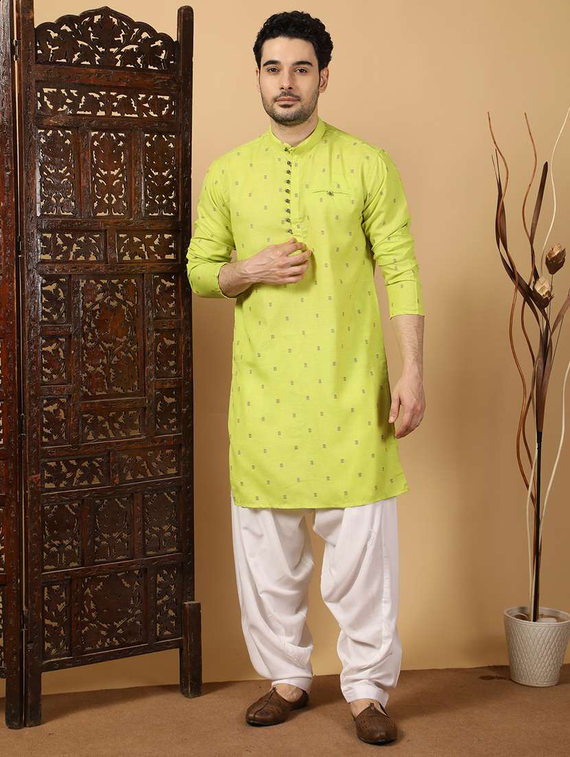 men self design mandarin neck long kurta  - 22453826 -  Standard Image - 2