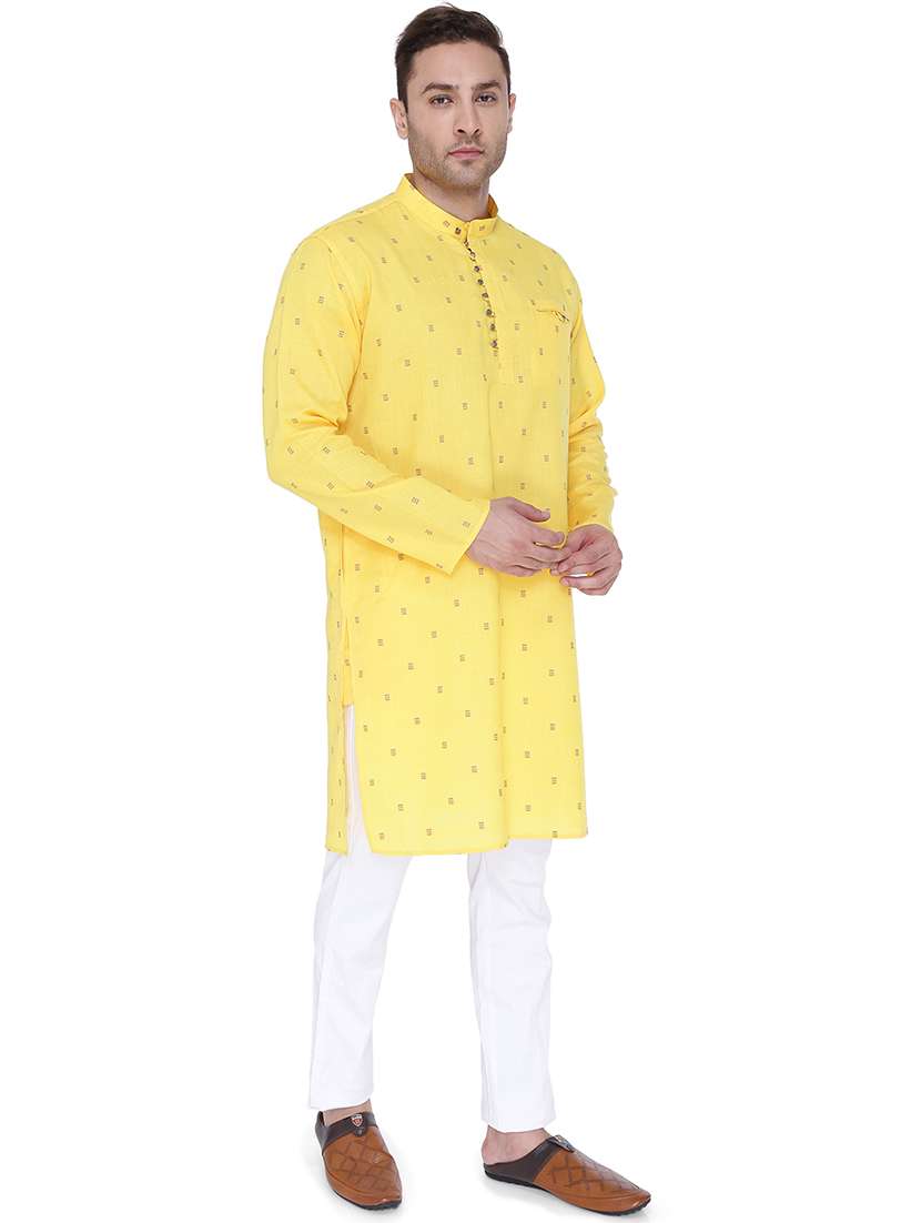men self design mandarin neck long kurta  - 22453827 -  Standard Image - 2
