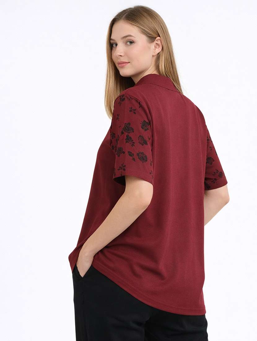 women printed short sleeve oversized polo t-shirt - 22453846 -  Standard Image - 2