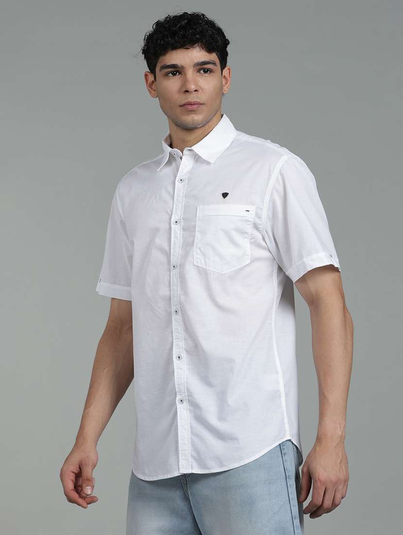 men solid short sleeve regular fit casual shirt - 22453854 -  Standard Image - 2