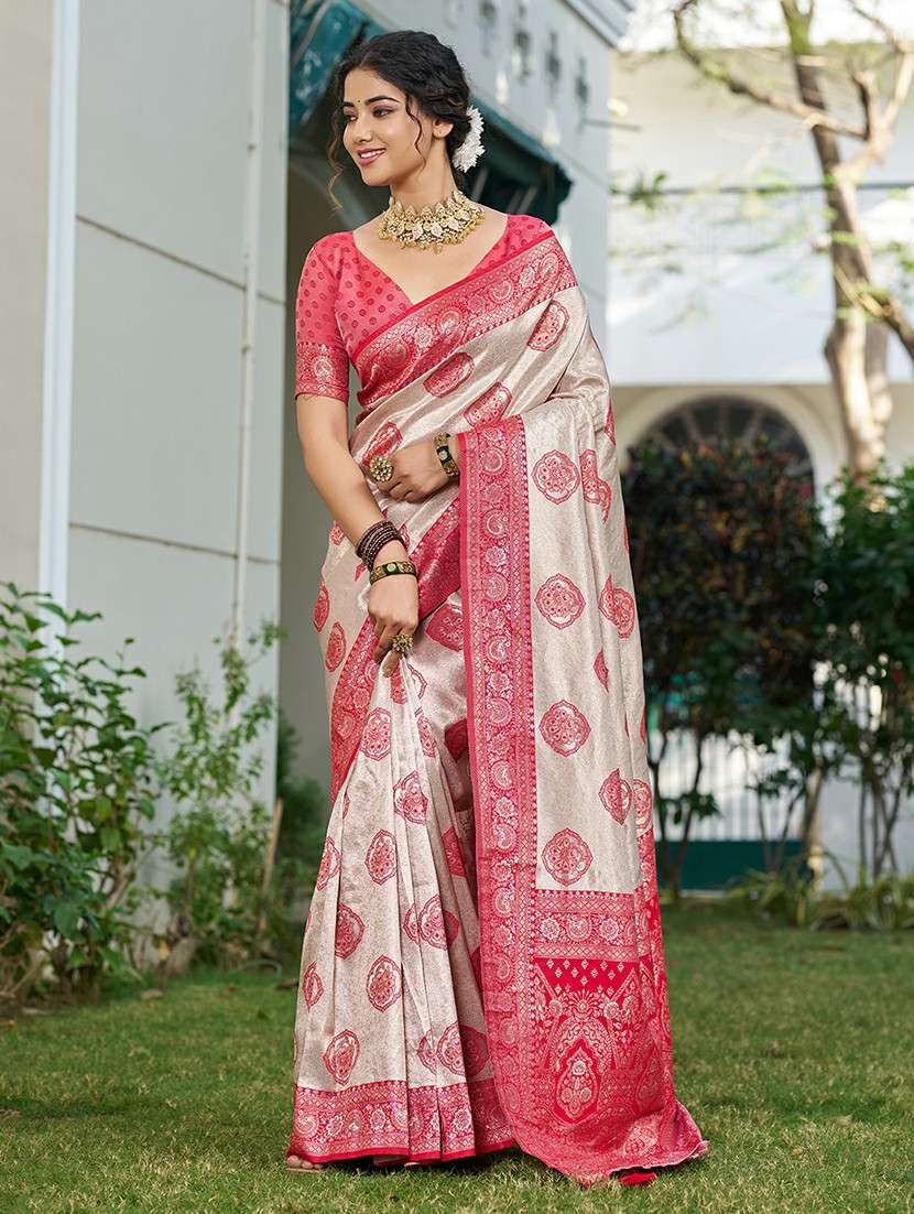 women self design banarasi saree with blouse