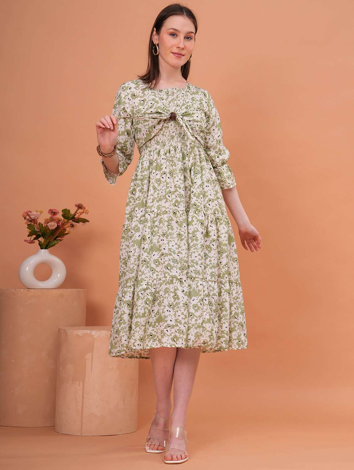 women green crepe gown dress - 22453926 -  Standard Image - 2