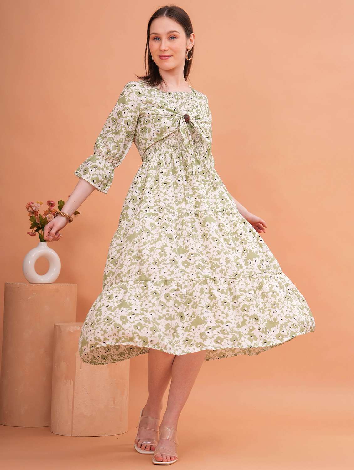 women green crepe gown dress - 22453932 -  Standard Image - 2