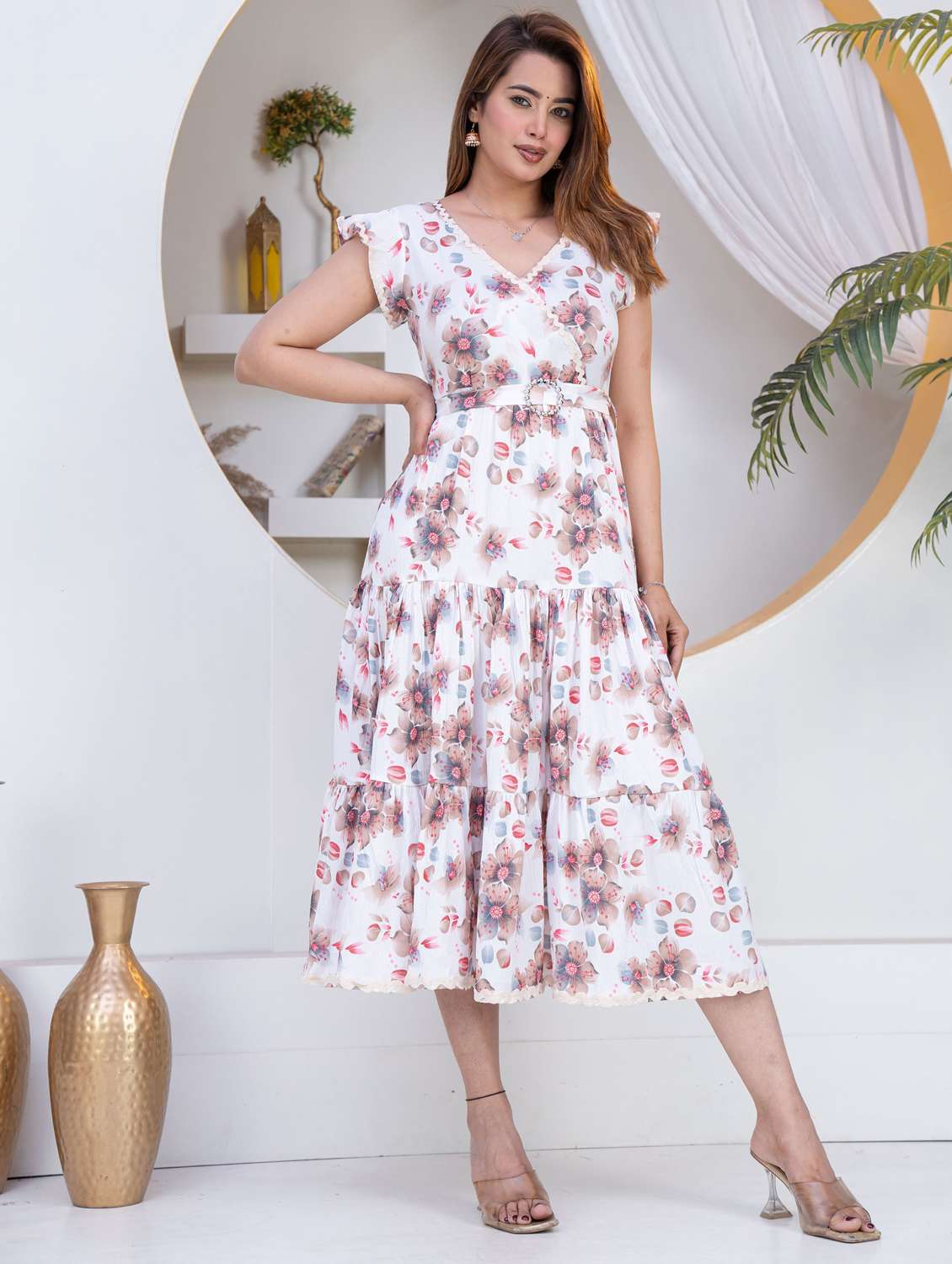 women white crepe gown dress - 22453935 -  Standard Image - 2