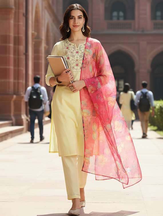 women solids yellow suit set