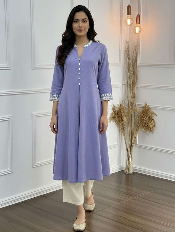Women Purple Kurta Pant Set - 22453978 -  Standard Image - 2