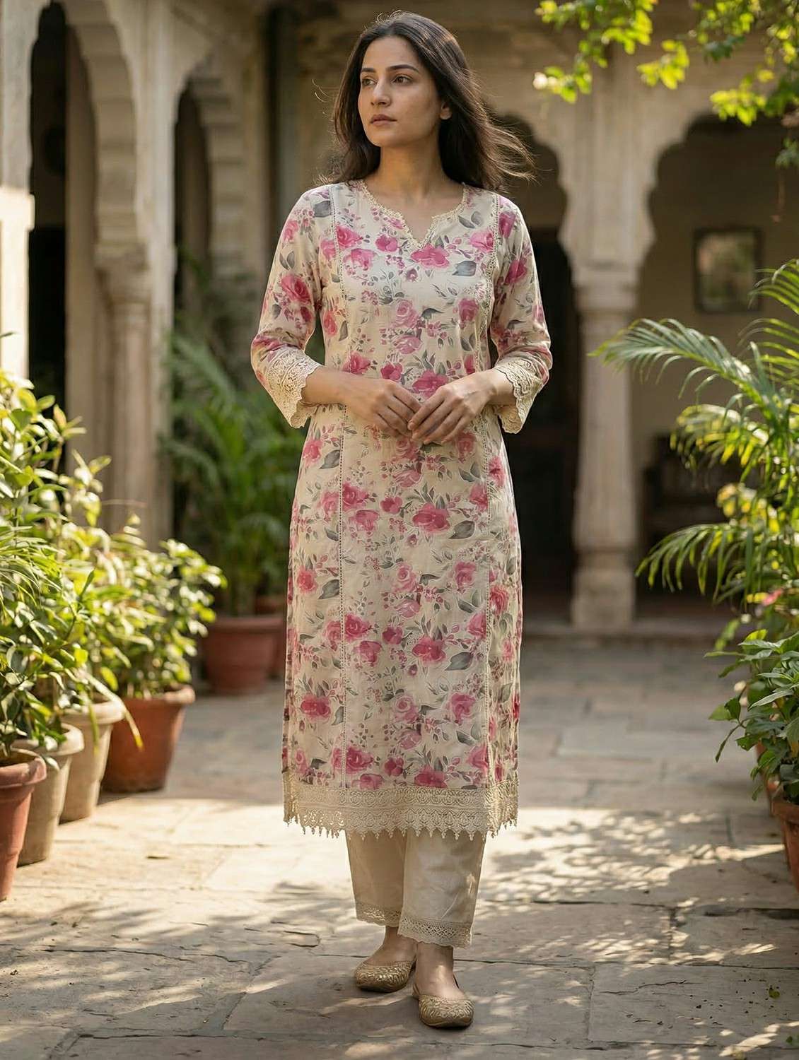 women pink kurta pant set - 22453985 -  Standard Image - 2