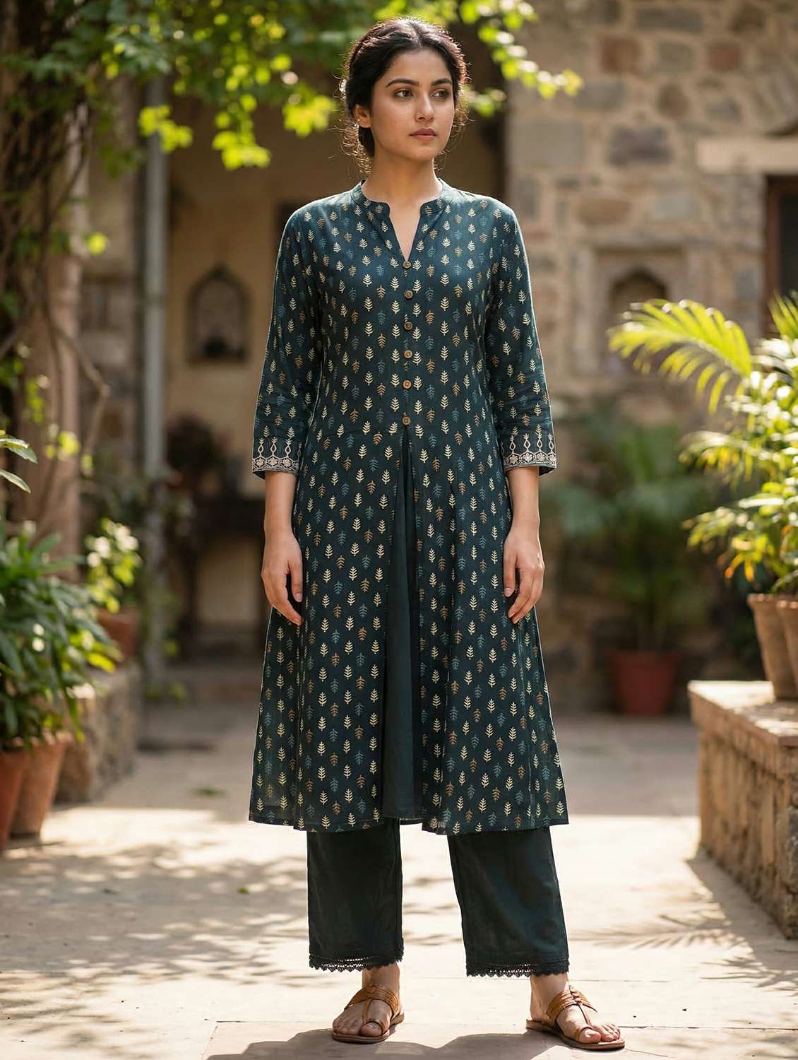 women green kurta pant set - 22453996 -  Standard Image - 2