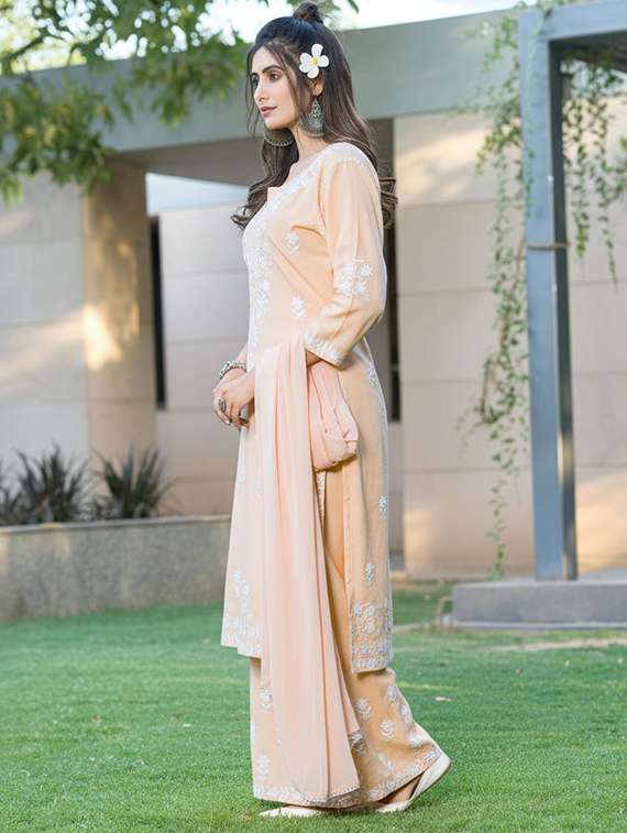 women peach suit set - 22454002 -  Standard Image - 2
