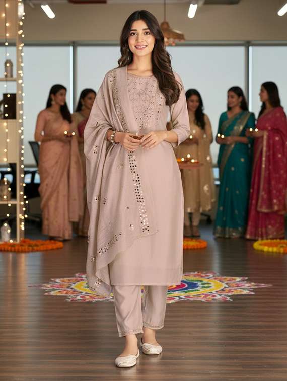 women beige suit set - 22454011 -  Standard Image - 2