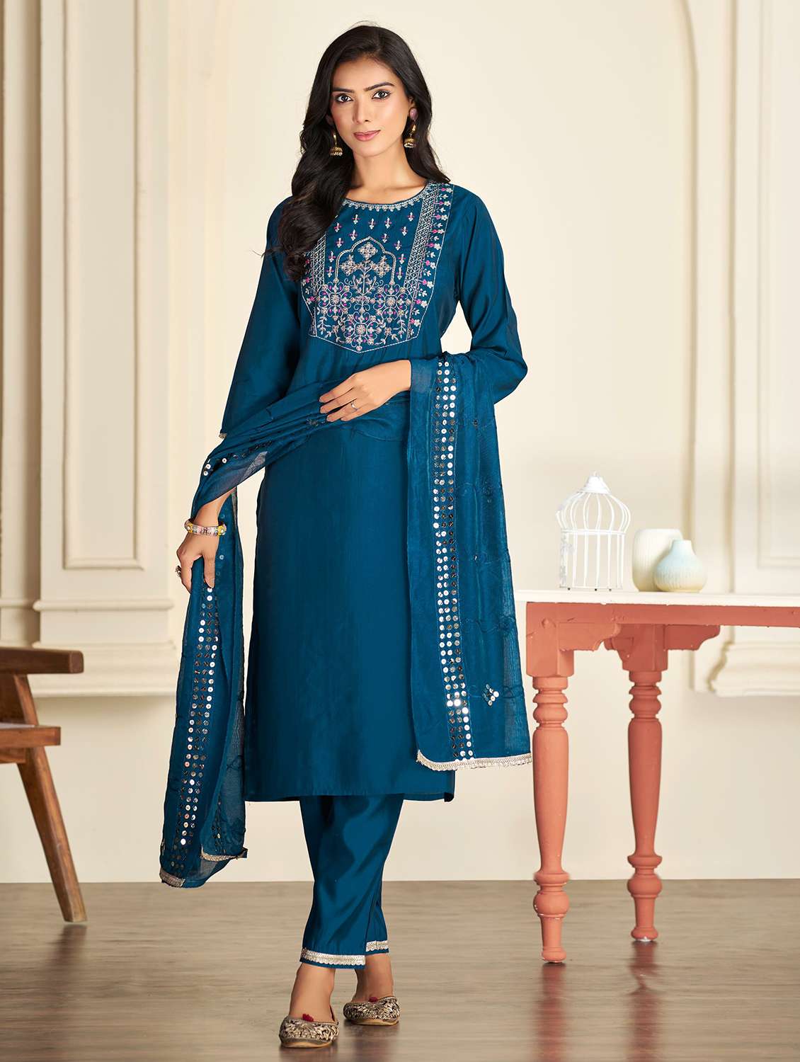 women teal suit set