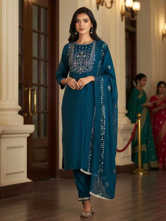 women teal suit set - 22454012 -  Standard Image - 2