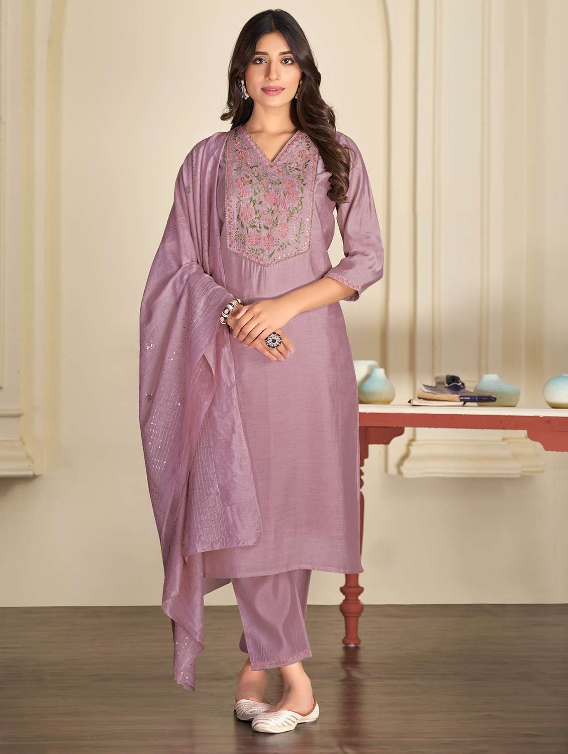 women mauve suit set - 22454014 -  Standard Image - 2