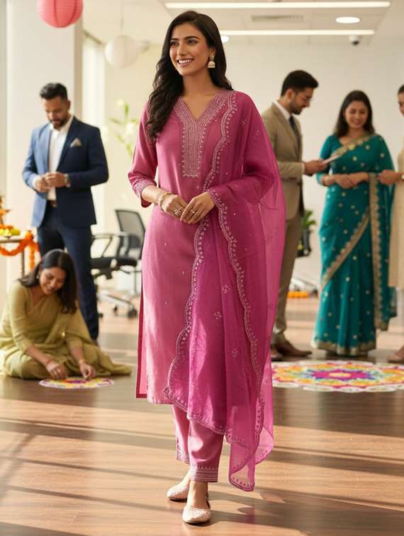 women self deign pink suit set - 22454015 -  Standard Image - 2