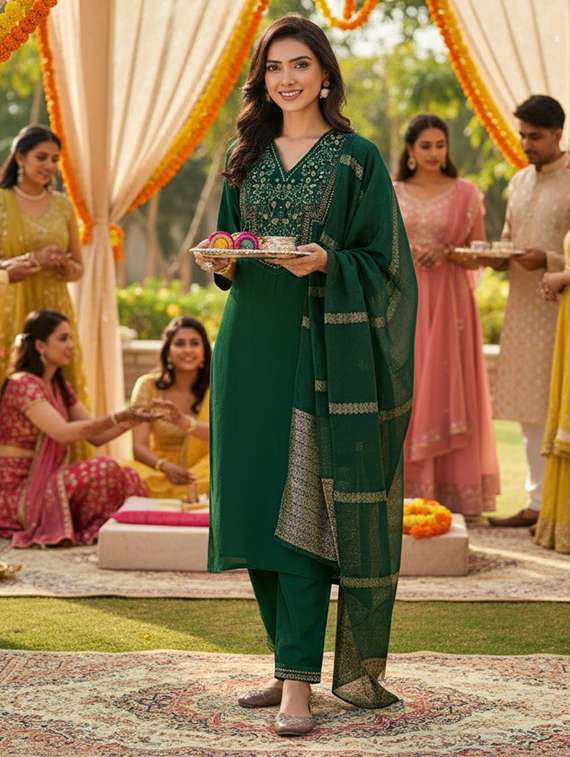 women green suit set - 22454017 -  Standard Image - 2