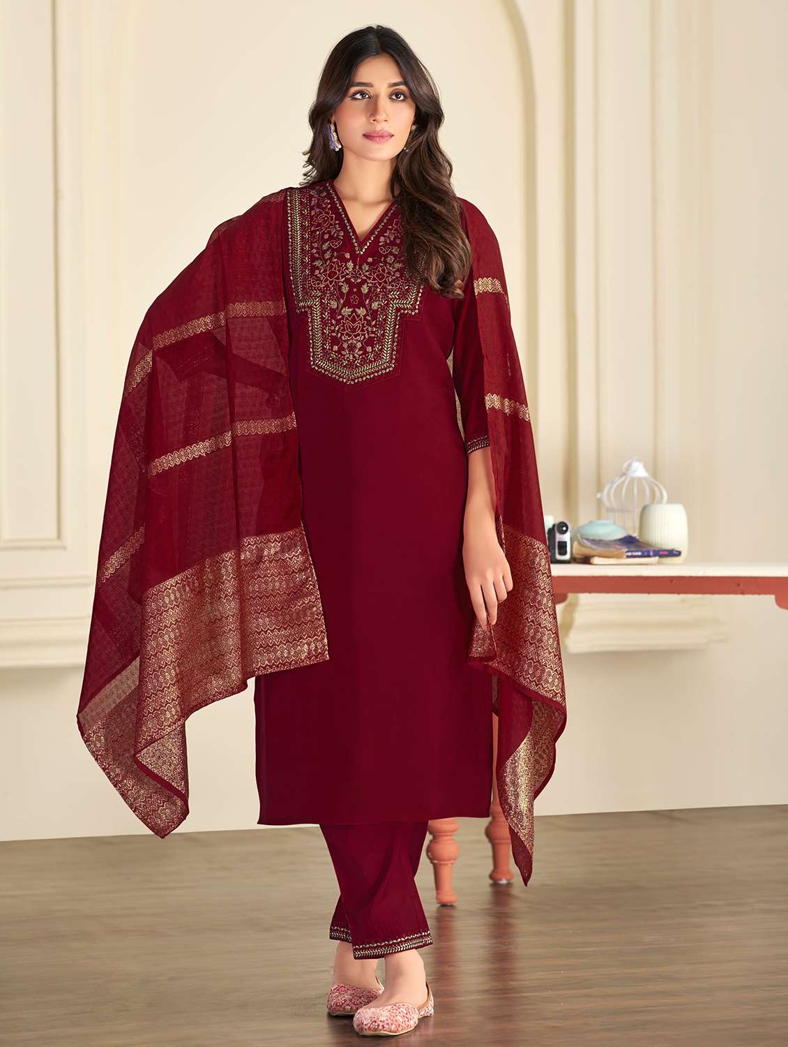 women maroon suit set