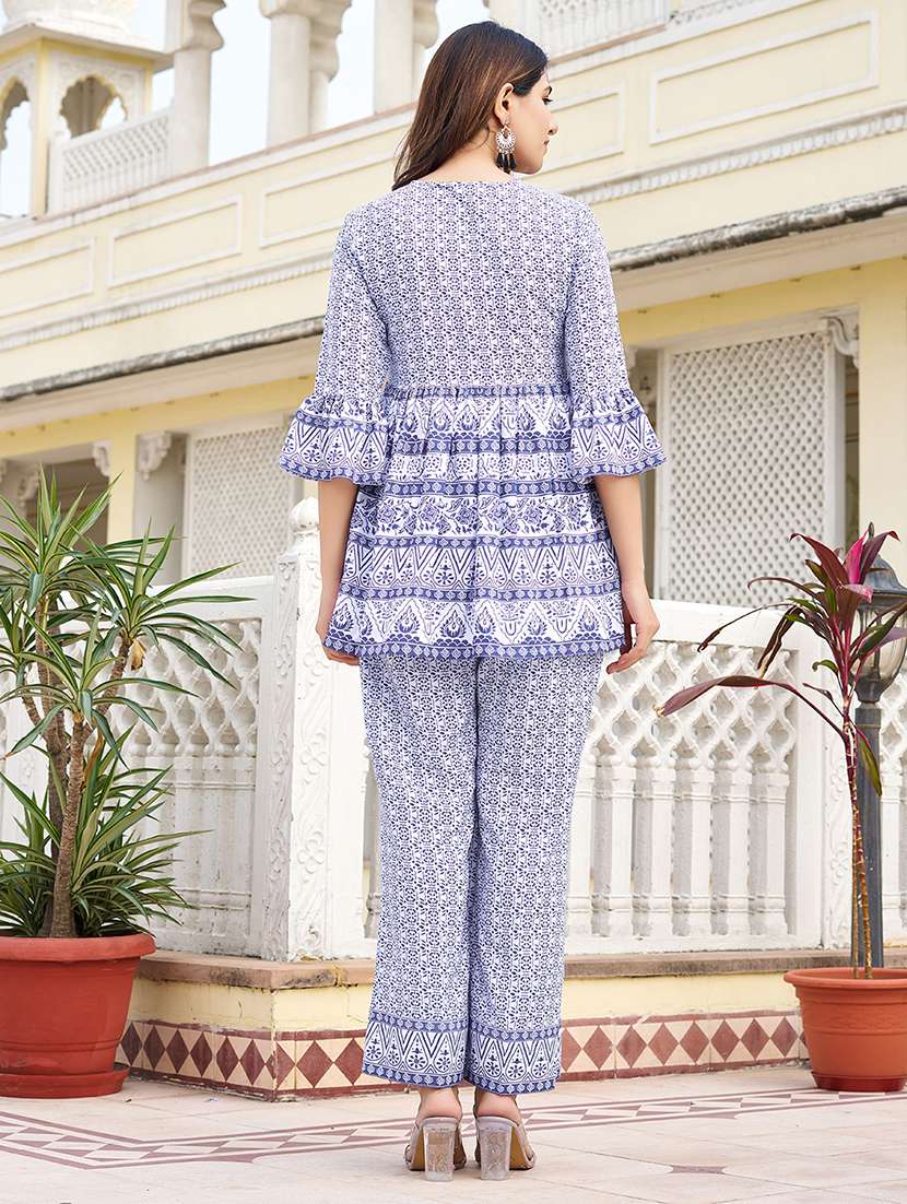 women printed three quarter sleeve ethnic co-ord set - 22454047 -  Standard Image - 2