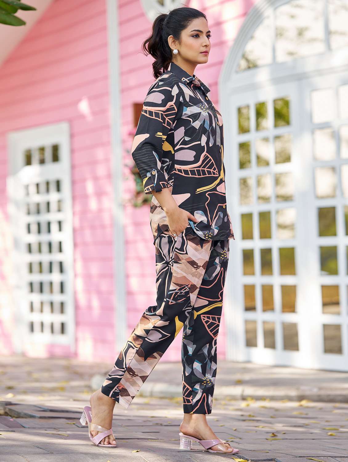 women printed three quarter sleeve ethnic co-ord set - 22454057 -  Standard Image - 2