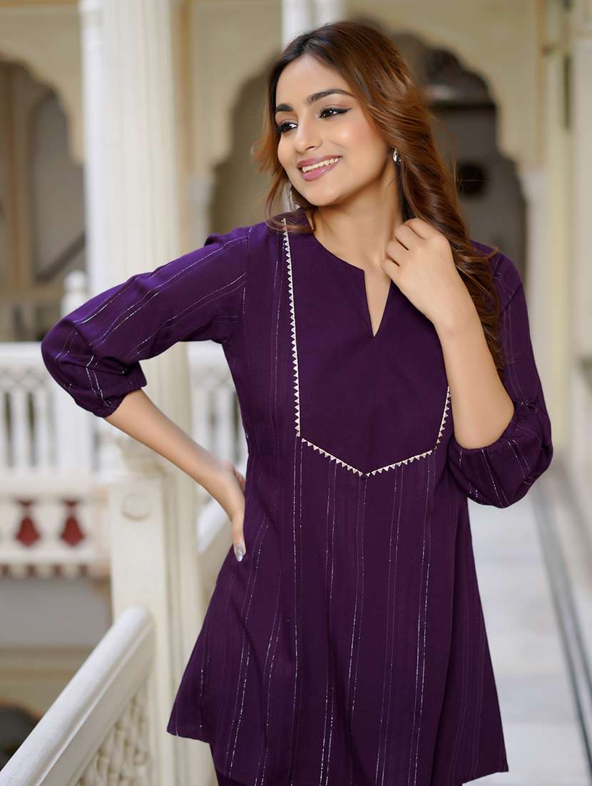 women self design three quarter sleeve ethnic co-ord set - 22454077 -  Standard Image - 2