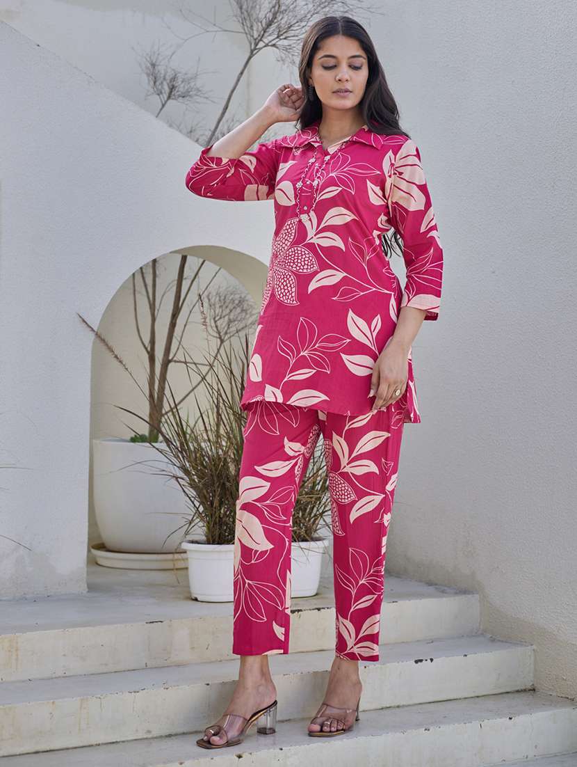 women printed three quarter sleeve ethnic co-ord set - 22454091 -  Standard Image - 2