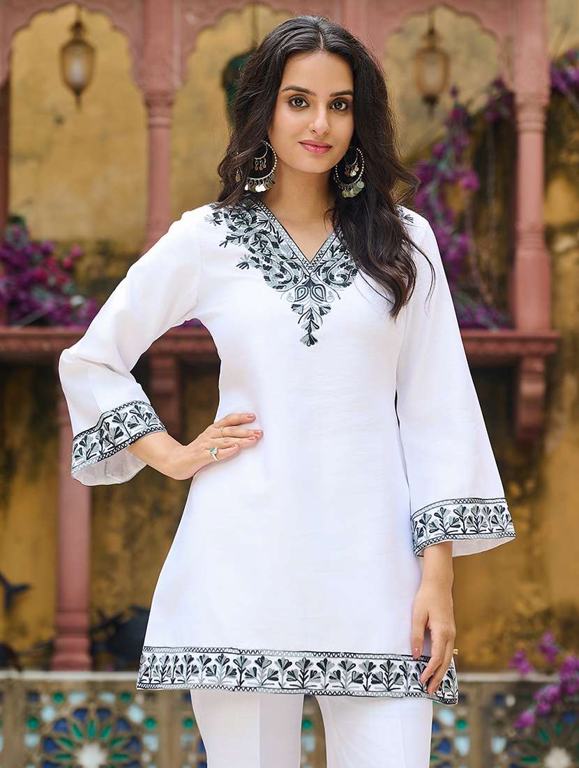 women solid with work three quarter sleeve ethnic co-ord set - 22454105 -  Standard Image - 2