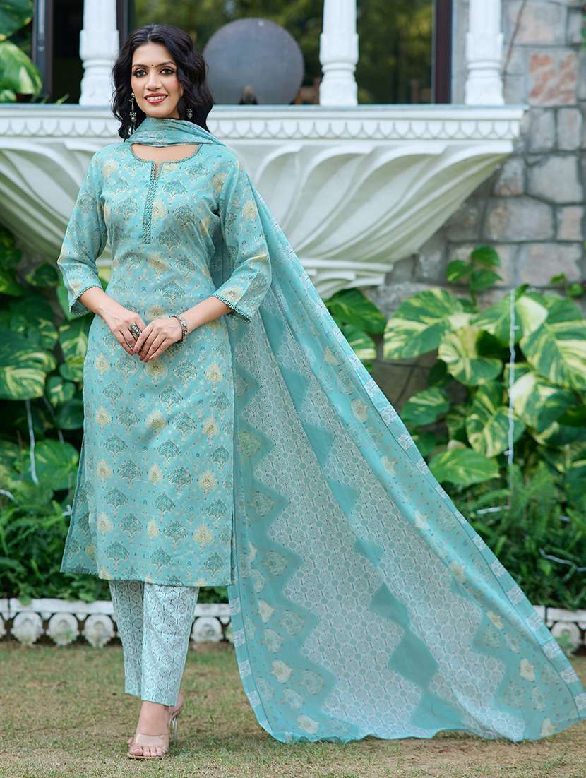 Women Printed Three Quarter Sleeve Kurta Pant With Dupatta Set - 22454141 -  Standard Image - 2