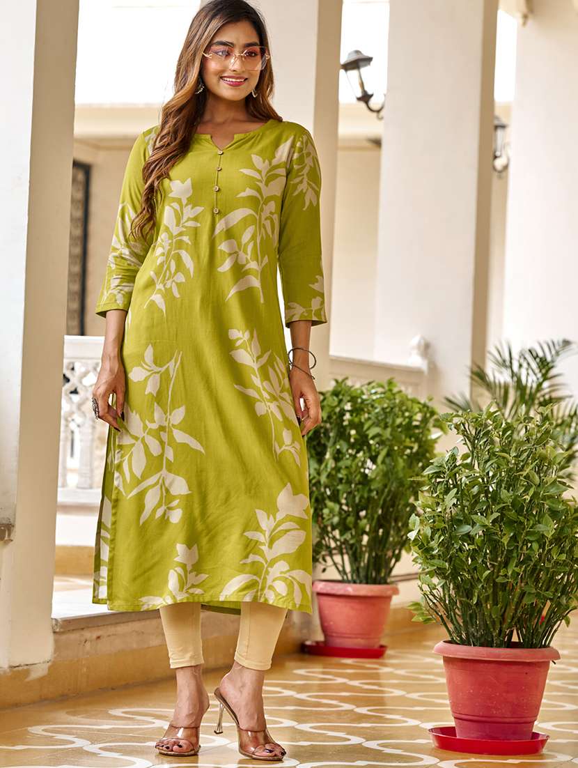 women printed three quarter sleeve kurta legging set - 22454298 -  Standard Image - 2