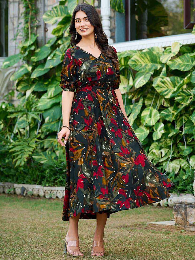 women printed cotton a-line dress party wear - 22454327 -  Standard Image - 2