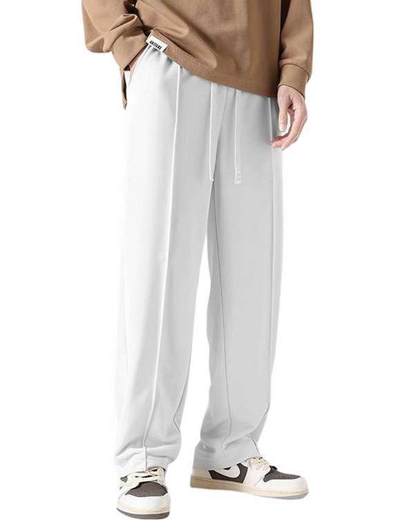 men white lycra blend  full length track pant - 22454366 -  Standard Image - 2