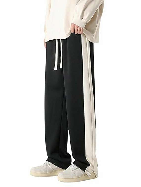 men black lycra blend  full length track pant - 22454368 -  Standard Image - 2