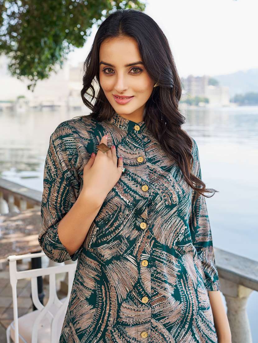 women printed three quarter sleeve ethnic co-ord set - 22454370 -  Standard Image - 2