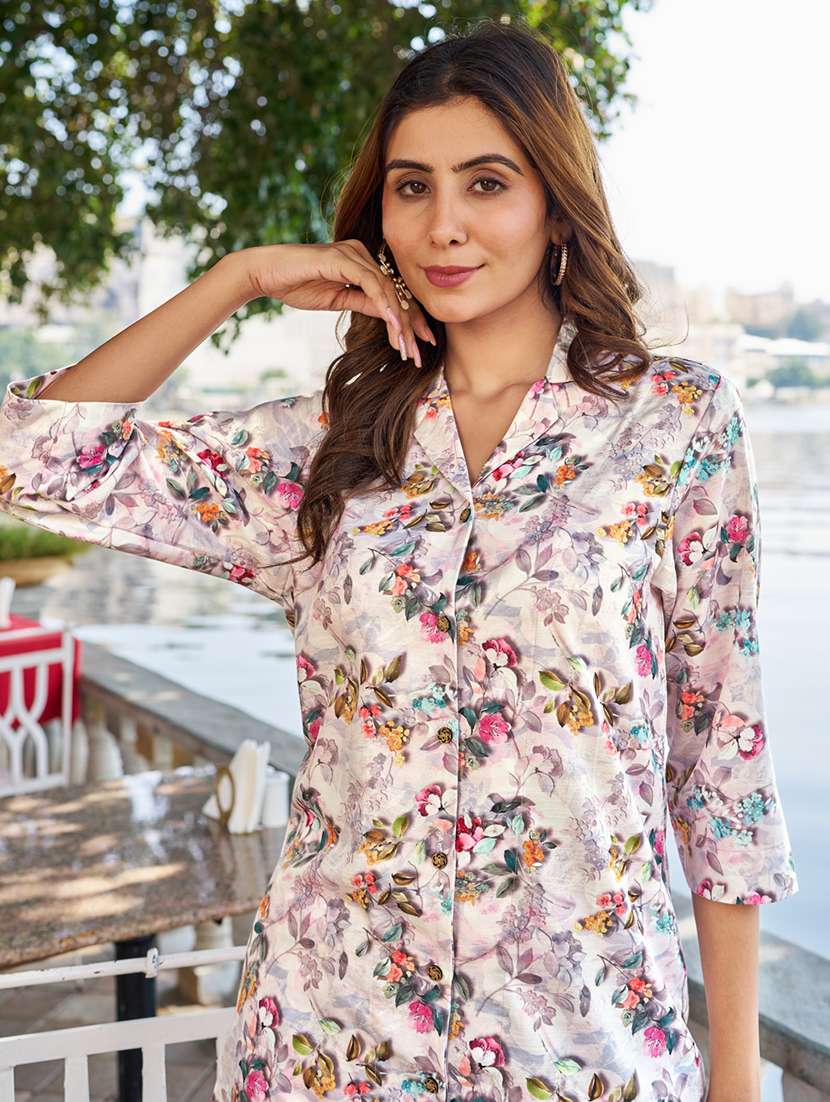 Women Printed Three Quarter Sleeve Ethnic Co-ord Set - 22454372 -  Standard Image - 2