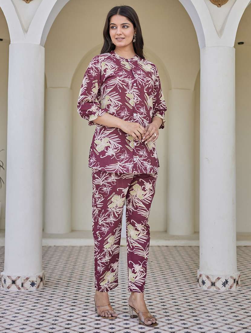women printed three quarter sleeve ethnic co-ord set - 22454425 -  Standard Image - 2