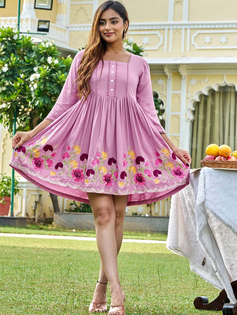 women pink viscose a-line dress - 22454441 -  Standard Image - 2