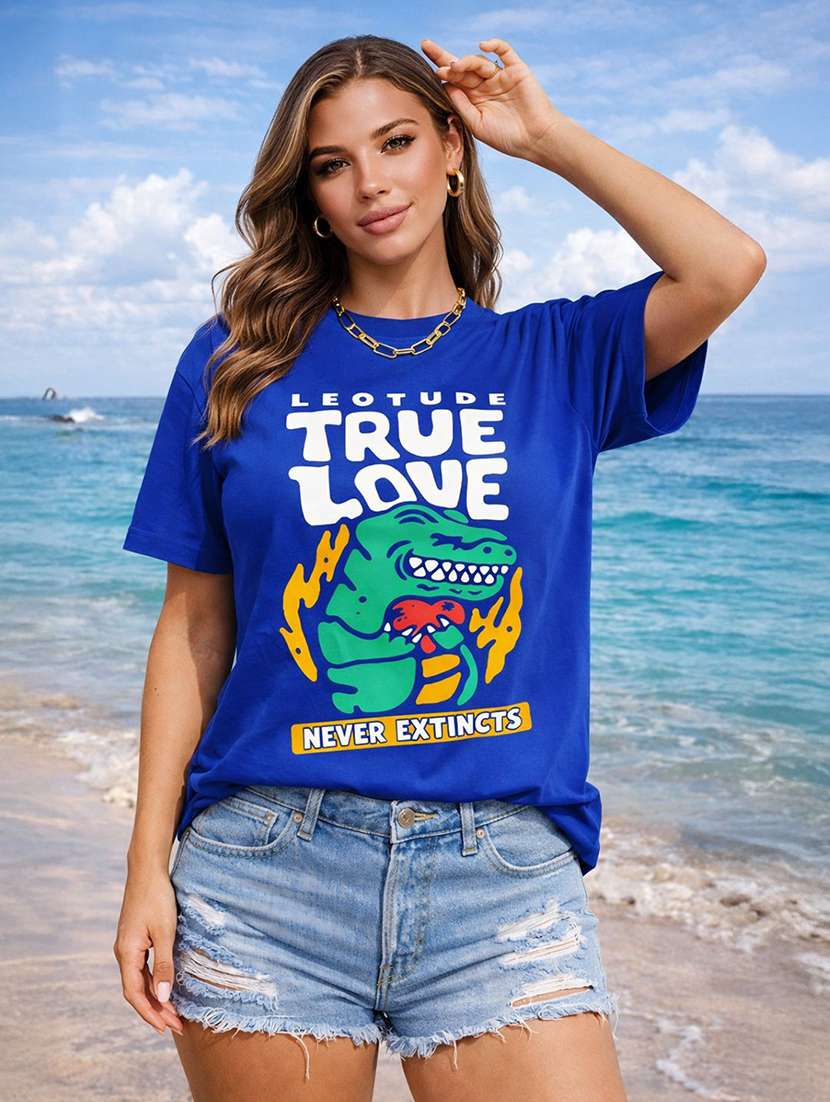 women printed short sleeve oversized t-shirt