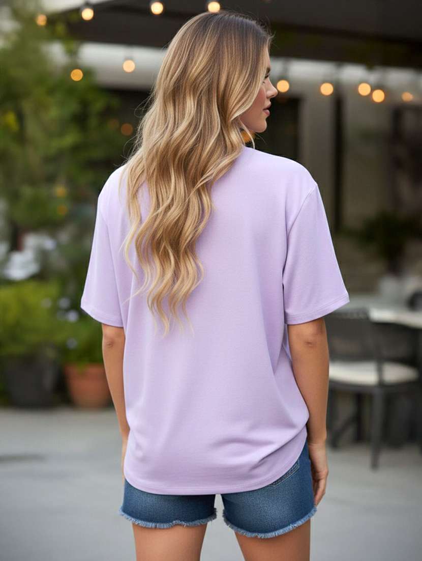 women printed purple cotton blend regular t-shirt - 22454865 -  Standard Image - 2