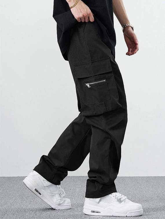 men solid high rise regular fit cargo  - 22455515 -  Standard Image - 2