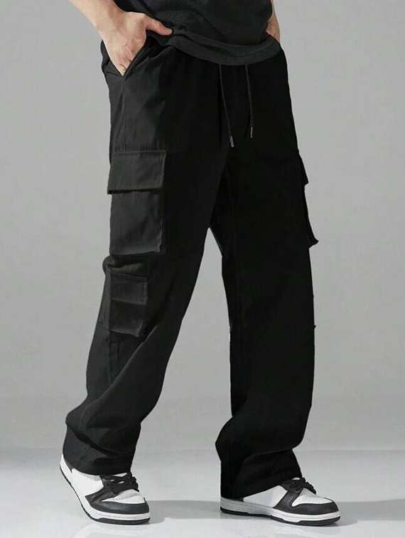 men solid high rise regular fit cargo  - 22455519 -  Standard Image - 2